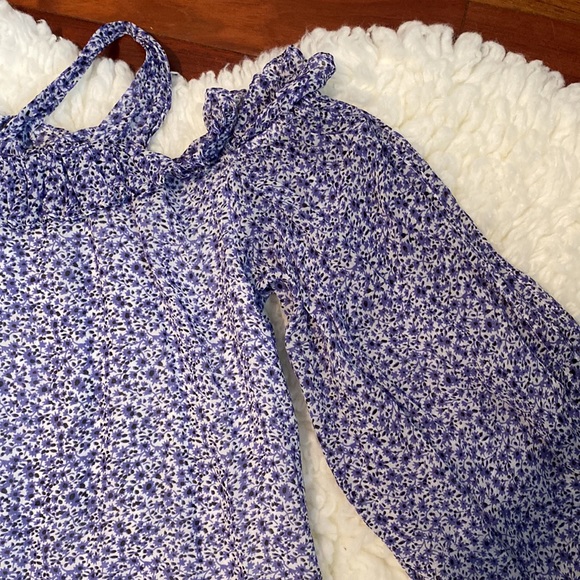 Anthropologie Purple Romantic Floral Cold Shoulder Lined Blouse Size 4 - Picture 4 of 7